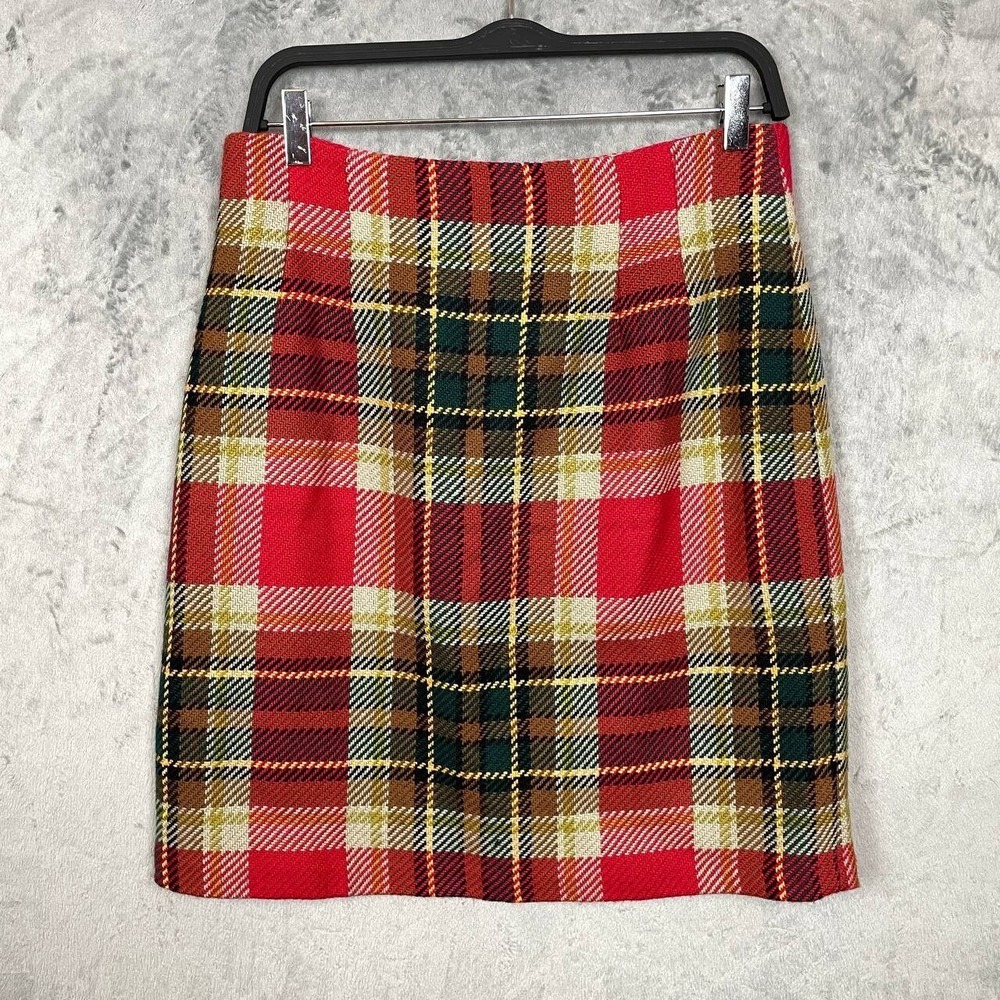 Vintage Y2K Red Tartan Plaid Wool Mini Skirt Academia Preppy Schoolgirl Size 12